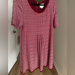 Anthropology Maeve Burgundy and White Dress